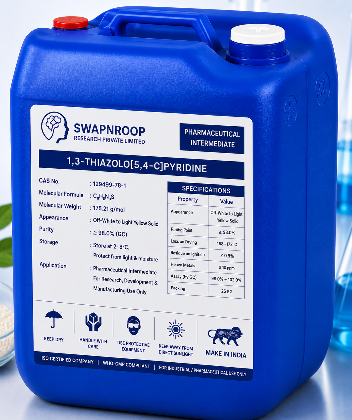 1,3-Thiazolo[5,4-c]pyridine API Manufacturer in India | Bulk Supplier & Exporter | Swapnroop Drugs