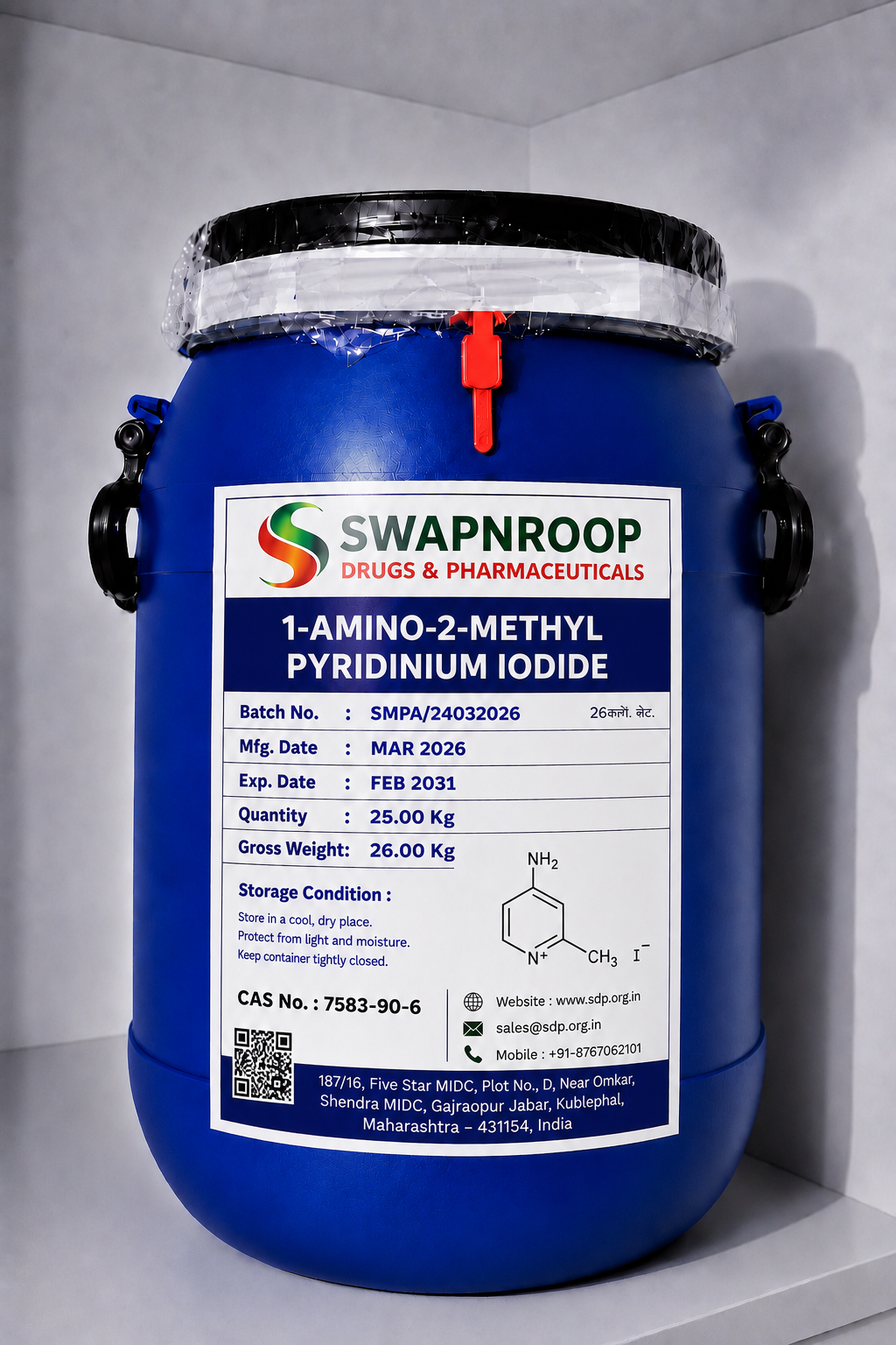 1-Amino-2-Methylpyridinium Iodide Manufacturer in India | Bulk Supplier & Exporter | Swapnroop Drugs
