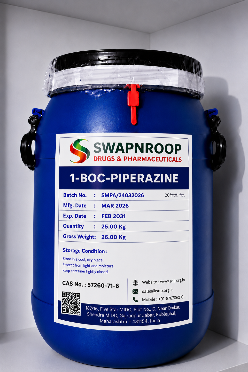 1-Boc-Piperazine Manufacturer in India | Bulk Supplier & Exporter | Swapnroop Drugs