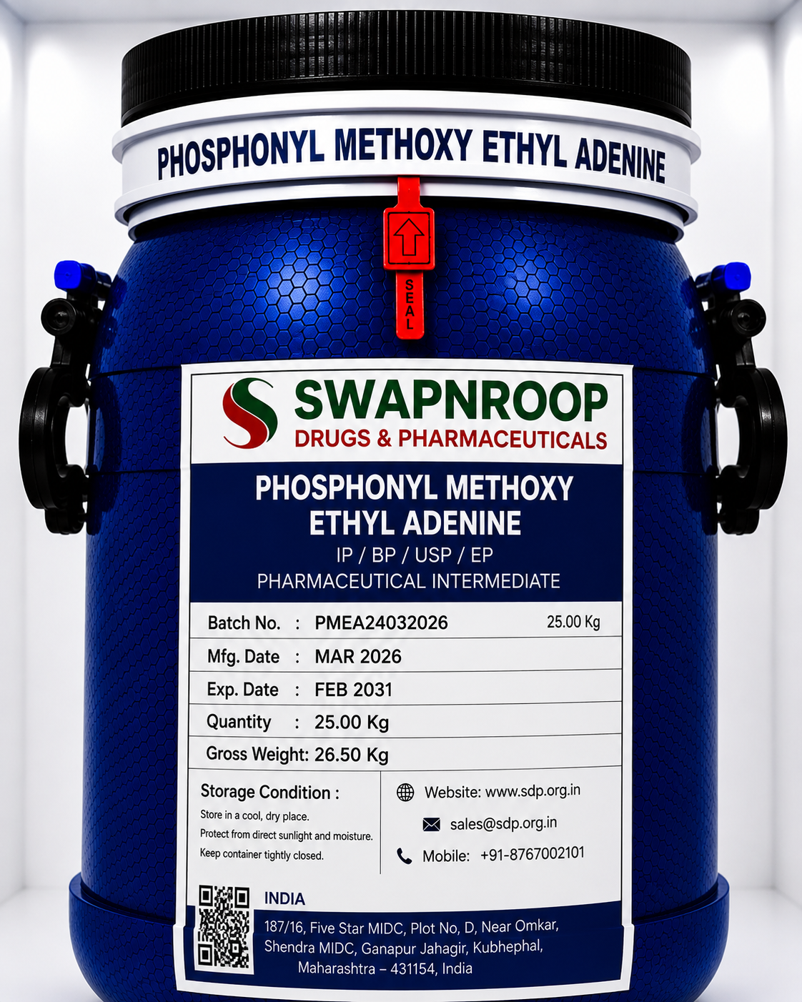 Phosphonyl Methoxy Ethyl Adenine Manufacturer & Supplier in India | Bulk Exporter